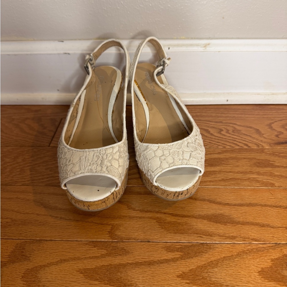 Maurices Cream Wedge Slingback Shoes